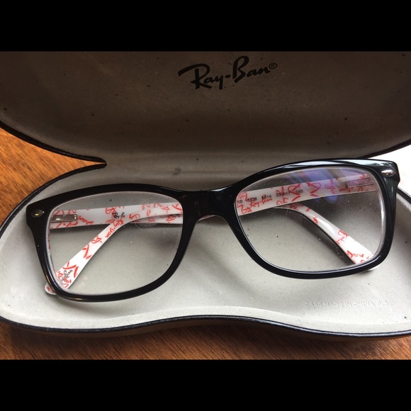 black glasses with white inside